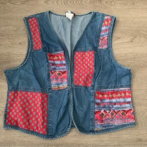 Vintage River Ridge Trading Co. Denim Patchwork Vest Size 1X